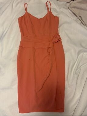 Forever 21 Coral Pink Faux Wrap Dress